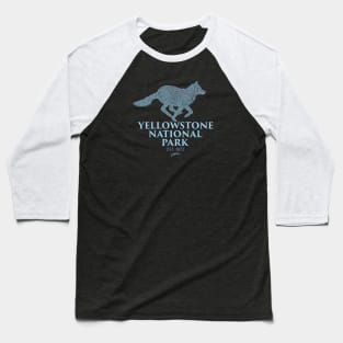 Yellowstone National Park Running Wolf Baseball T-Shirt